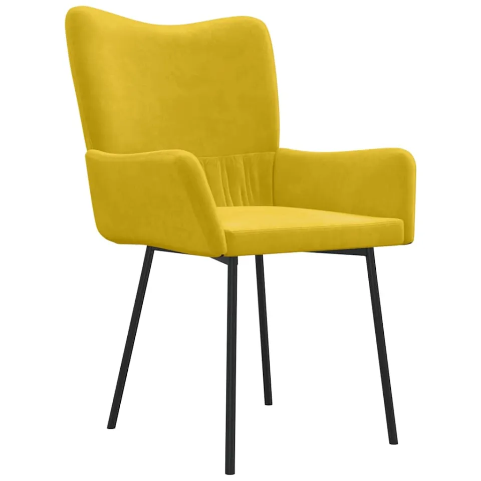 vidaXL Eetkamerstoelen 2 st fluweel geel, foto 4