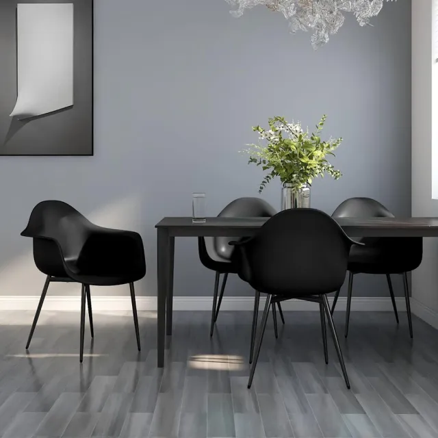 vidaXL Eetkamerstoelen 4 st PP zwart, foto 2
