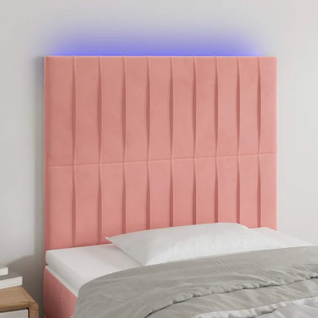 vidaXL Hoofdbord LED 80x5x118/128 cm fluweel roze