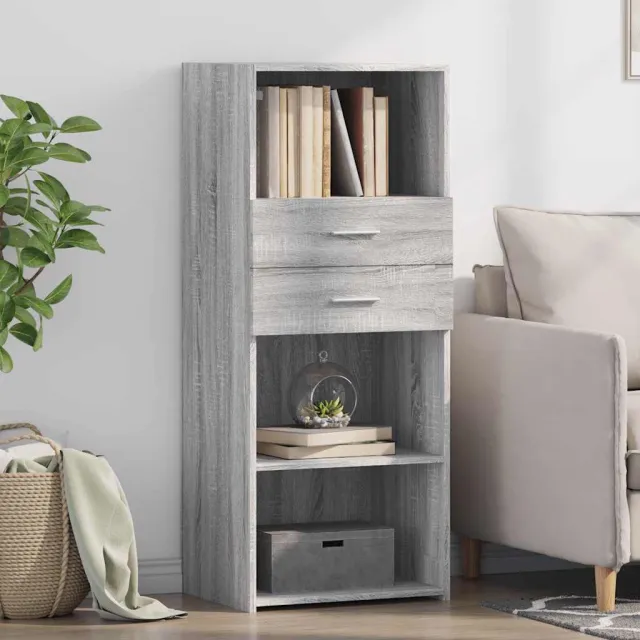 vidaXL Hoge kast 50x42,5x124 cm bewerkt hout grijs sonoma eikenkleurig, foto 2