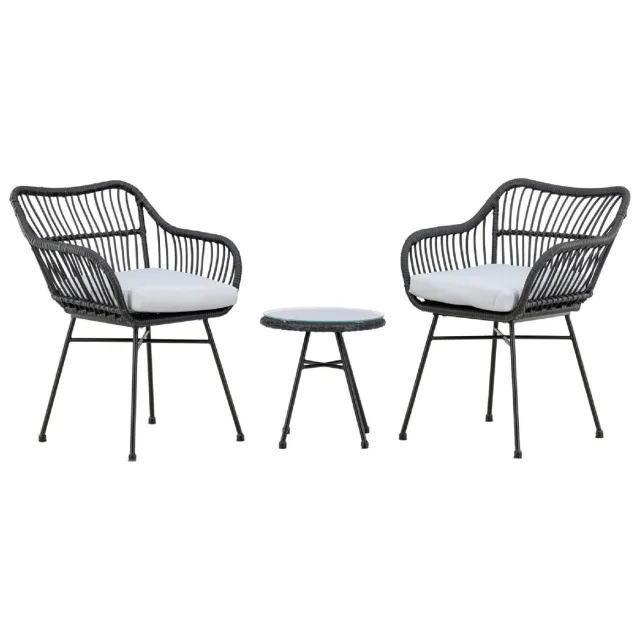 Nest of Nora Balkonset 2 persoons met tafel - Rotan - Zwart