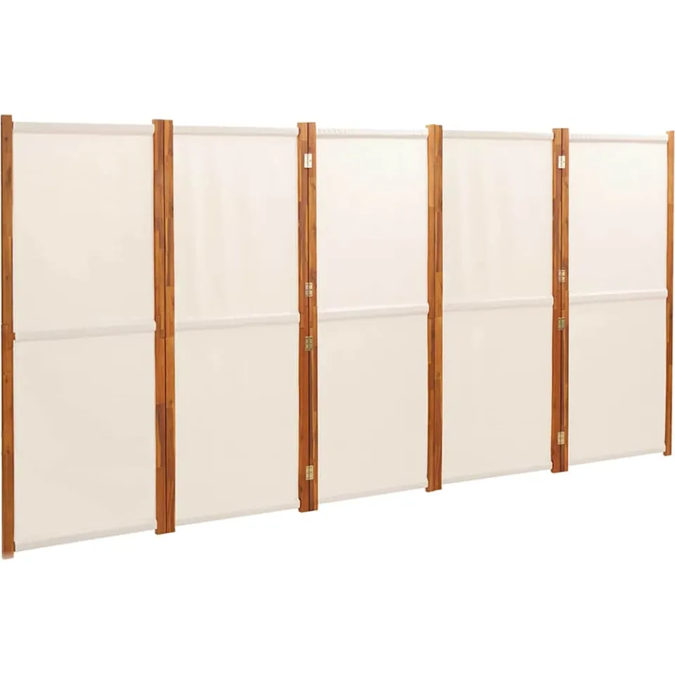 vidaXL Kamerscherm met 5 panelen 350x180 cm crèmewit, foto 4