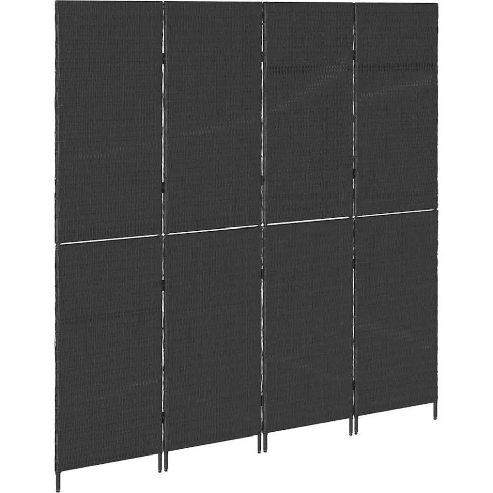 vidaXL Kamerverdeler Zwart 195 x 180 cm poly rattan, foto 4