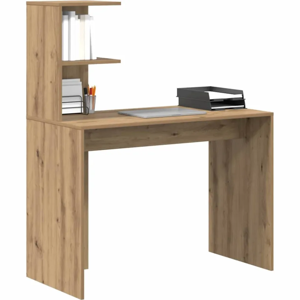 vidaXL Bureau Artisan Eiken 102 x 50 x 124 cm Bewerkt hout Bruin