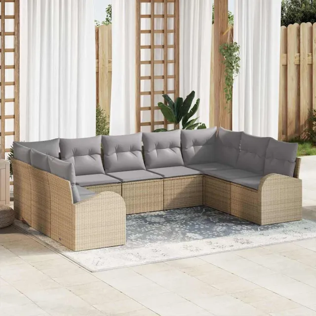 vidaXL Bankstel 9 st 9-zits Beige poly rattan, foto 2