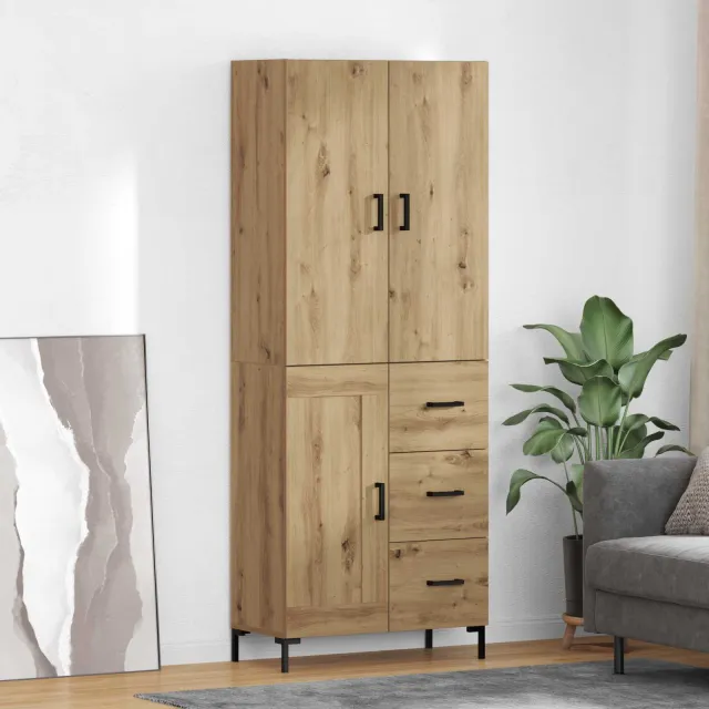 vidaXL Highboard Artisan Eiken 69,5 x 34 x 180 cm Bewerkt hout, foto 2