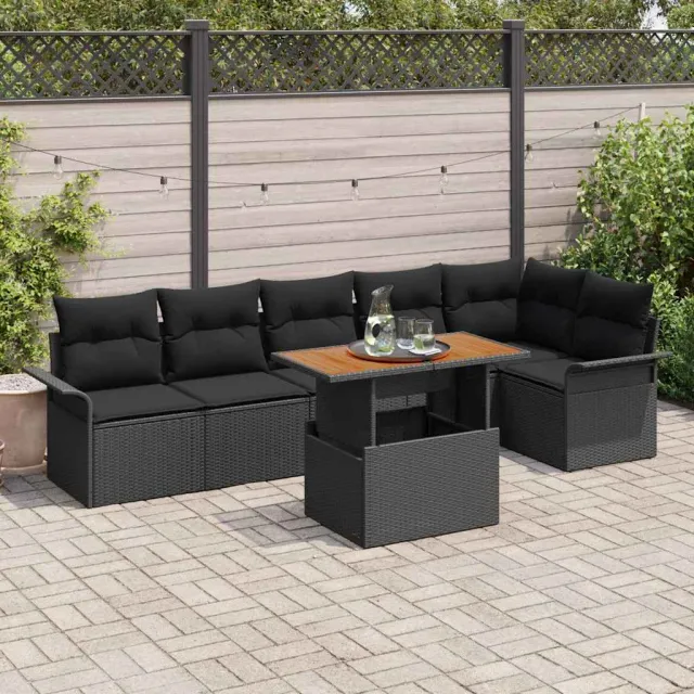vidaXL Tuin Sofa Set 7 st Zwart Poly riet, foto 2