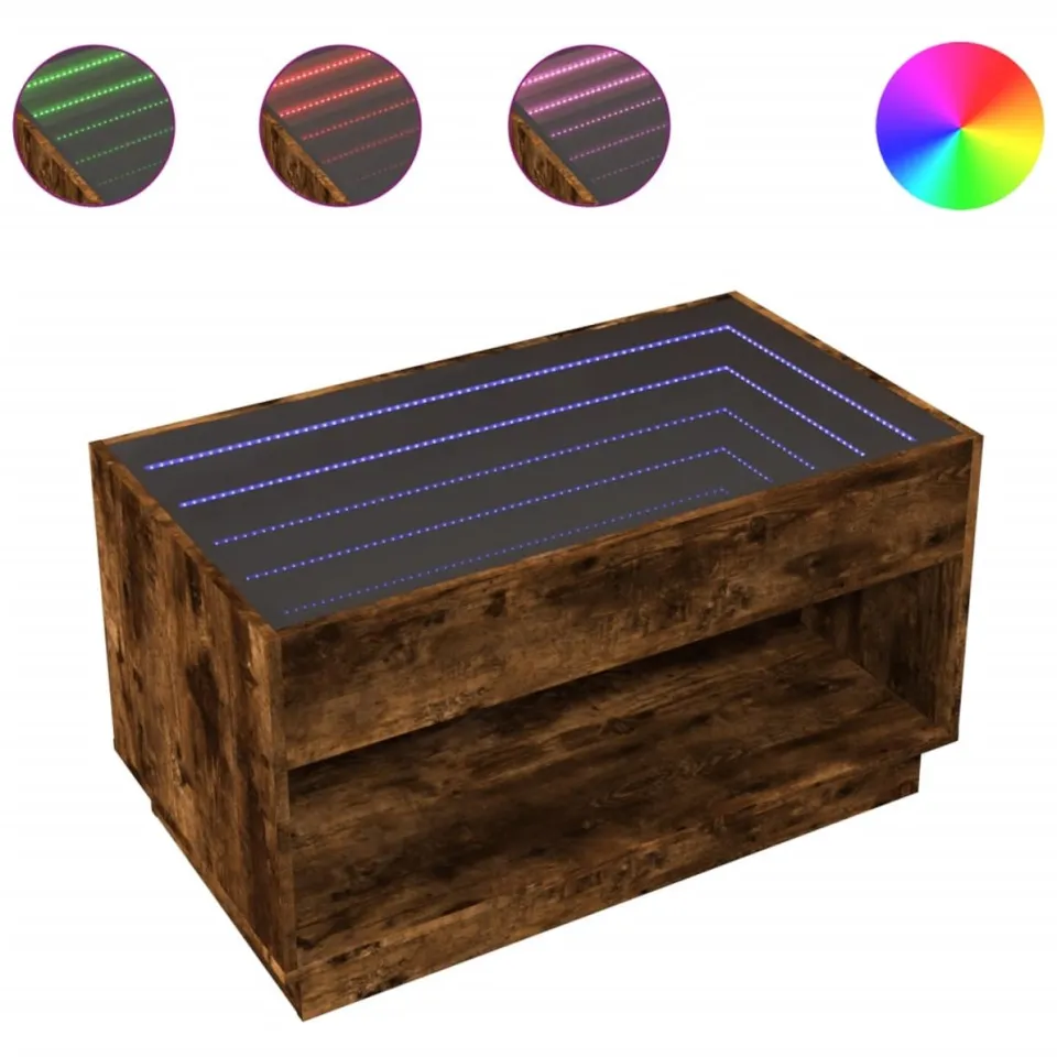 vidaXL Salontafel met Infinity LED 90x50x50 cm gerookt eikenkleurig, foto 3