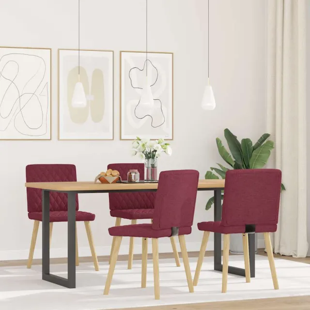vidaXL Eetkamerstoelen 4 st stof wijnrood, foto 2