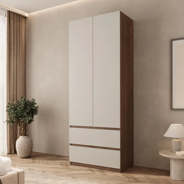 MEUBELLA Montreux - Kledingkast 2-deurs - Beige - 90x50x231 cm