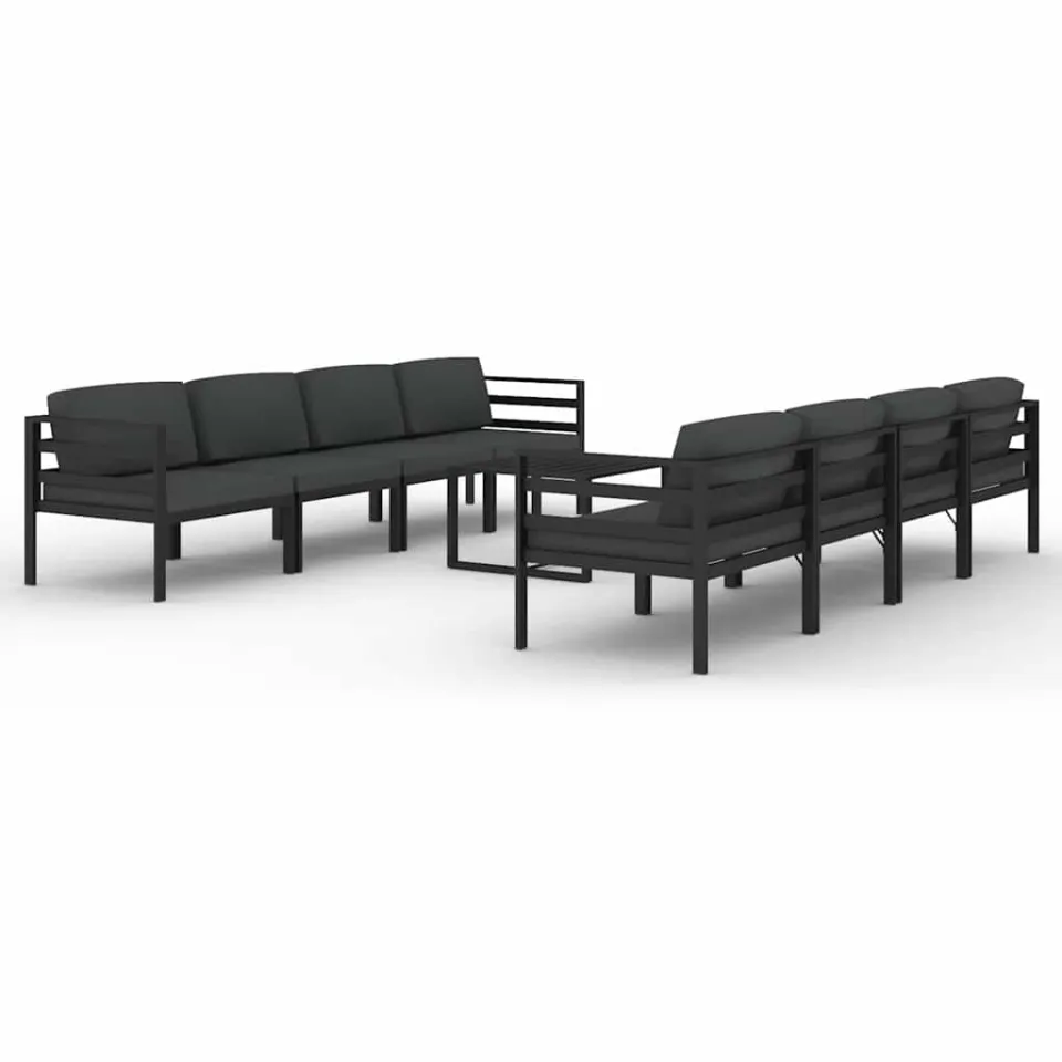 vidaXL 9-delige Loungeset met kussens aluminium antracietkleurig Anthraciet
