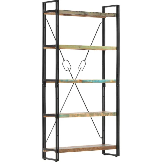 vidaXL Boekenkast met 5 schappen 90x30x180 cm massief gerecycled hout Bruin