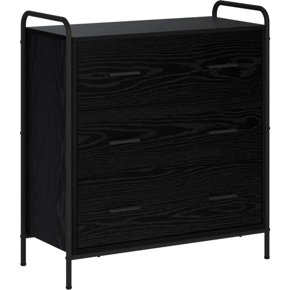 vidaXL Dressoir Zwart eiken 97 x 33 x 81 cm Bewerkt hout, foto 3