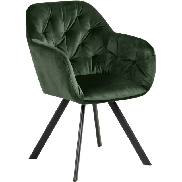 Bendt Eetkamerstoel 'Mei' Velvet, kleur Forest Green Groen
