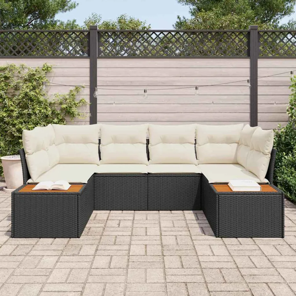 vidaXL Tuin Sofa Set 6 st Zwart poly rattan, foto 3