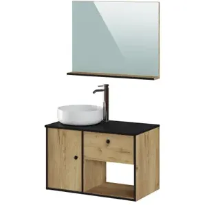T-bath Badmeubelset Lars 80cm Eiken Zwart
