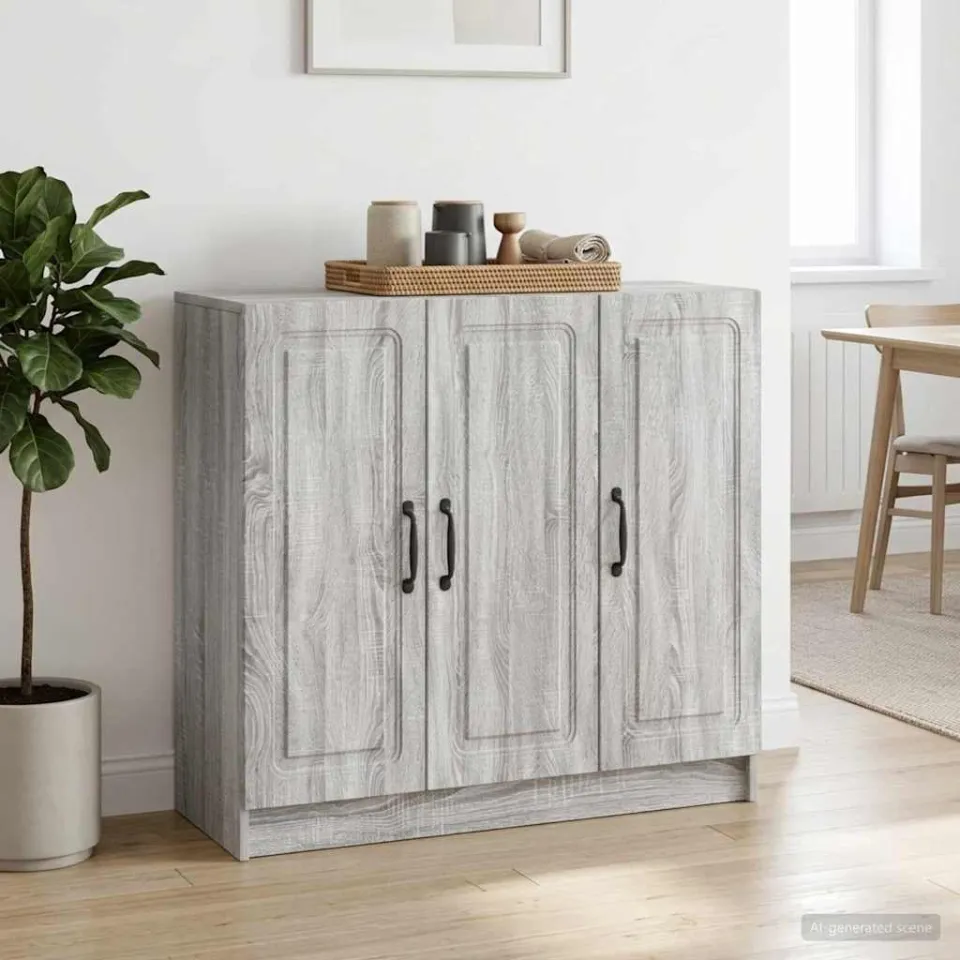 vidaXL Dressoir Grijs sonoma 89 x 34,5 x 77 cm Bewerkt hout, foto 3