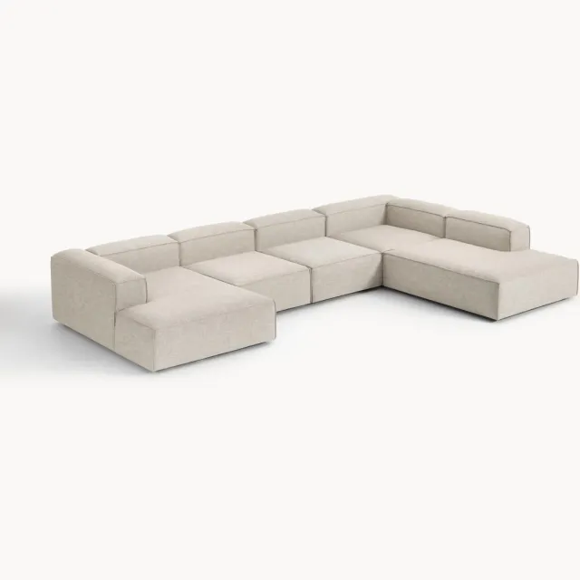 Westwing Collection Modulaire U-bank Lennon van linnenmix Grijs