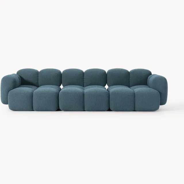 Westwing Collection Modulaire bank Tayla (4-zits) van bouclé Blauw