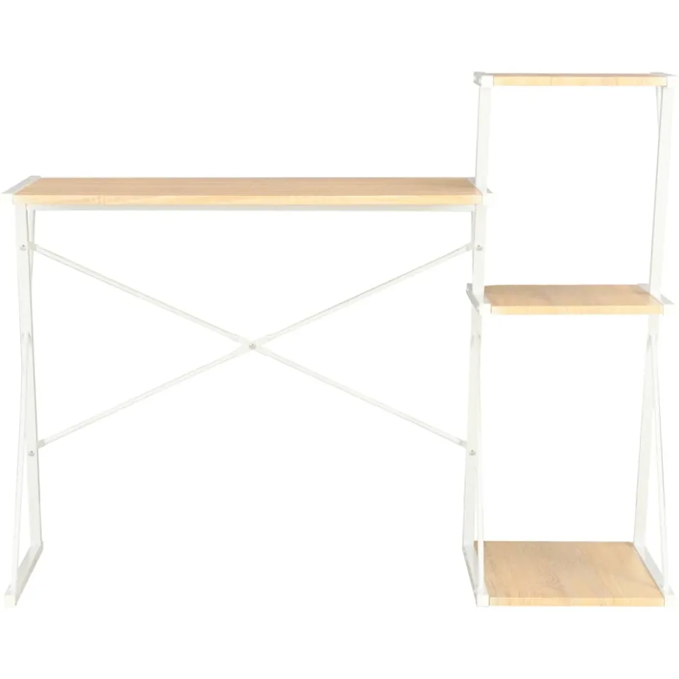 vidaXL Bureau met schap 116x50x93 cm wit en eikenkleurig