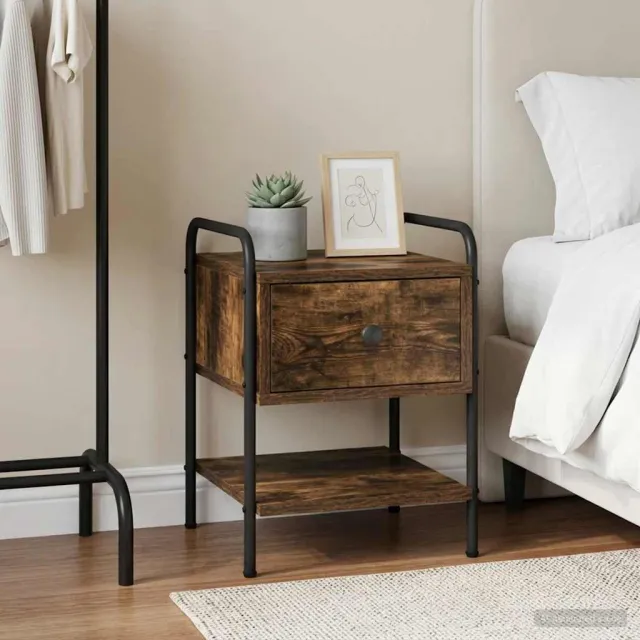 vidaXL Nachtkastje Gerookt eiken Bewerkt hout, foto 2