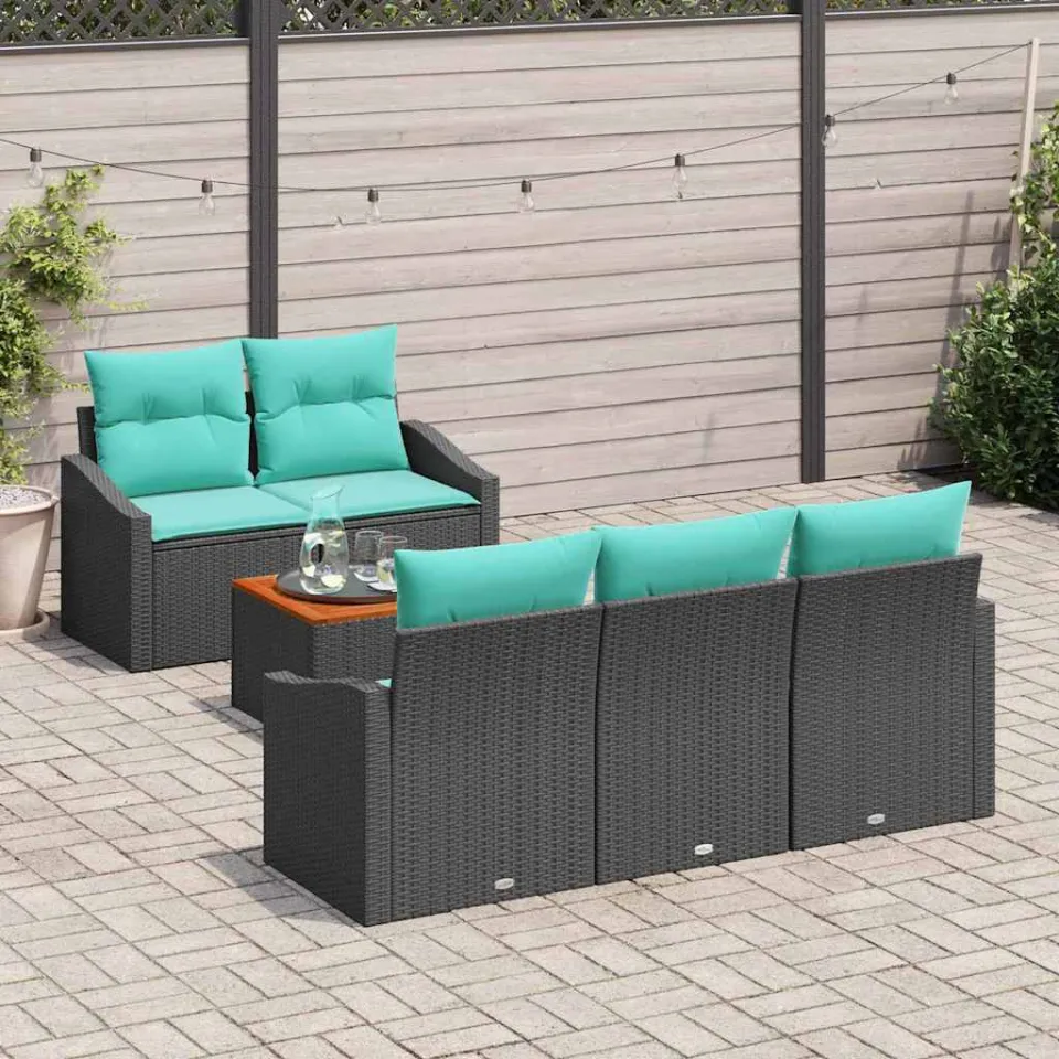 vidaXL Tuinbankenset 6 st Zwart poly rattan, foto 2