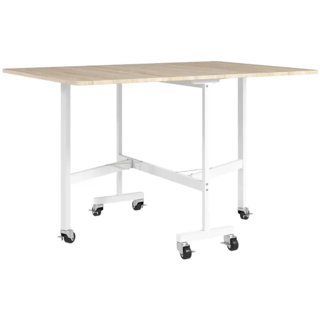 ZYLARO Eettafel - Opklapbaar - Voor Maximaal 6 Personen - Met 6 Wielen En Remmen - Voor Kleine Ruimtes - Eikenhout