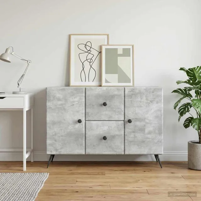 vidaXL Dressoir Betongrijs 89 x 34,5 x 60 cm Bewerkt hout