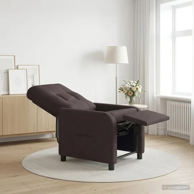 vidaXL Massage Recliner Donkerbruin Stof