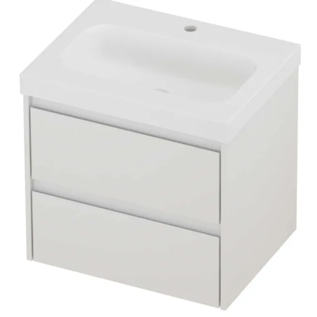 Proline Haga Badmeubelset Polystone Mezza 1 Kraangat 60x46x58 cm Mat White Glans Wit