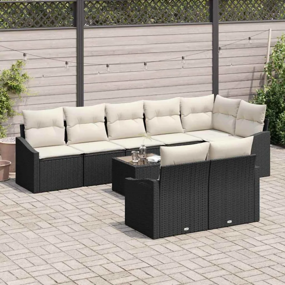 vidaXL Tuinbankenset 9 st Bruin en Crème poly rattan, foto 3
