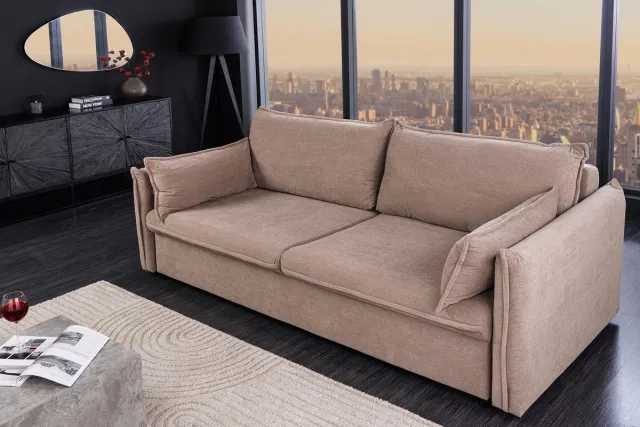 Invicta Interior Design slaapbank APARTMENT 215cm taupe corduroy 3-zits bank - 44502 Zie omschrijving