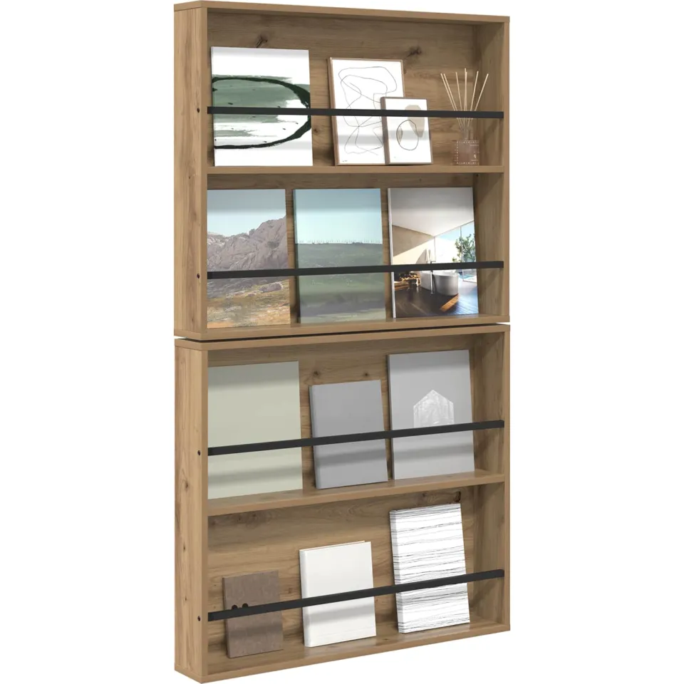 vidaXL Tijdschrift Rek 2 st Artisan Eiken 80 x 12 x 70 cm Bewerkt hout Bruin