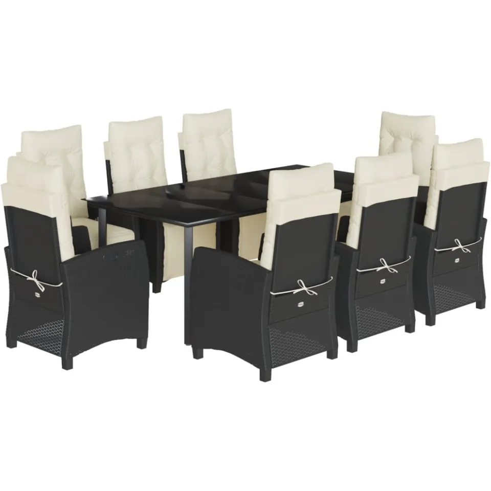 vidaXL 9-delige Tuinset poly rattan zwart, foto 3