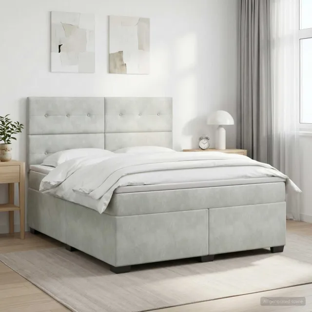 vidaXL Boxspringbed met matras Lichtgrijs 140 x 200 cm Fluweel