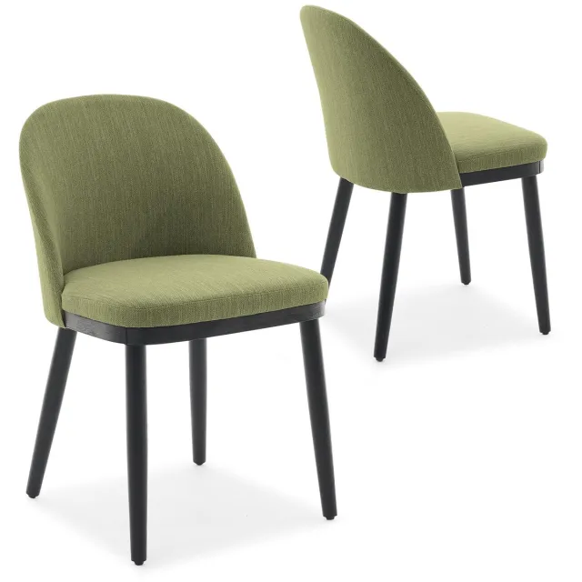 Danky Eetkamerstoelen Set van 2 - Linnen - Groen - Houten Frame