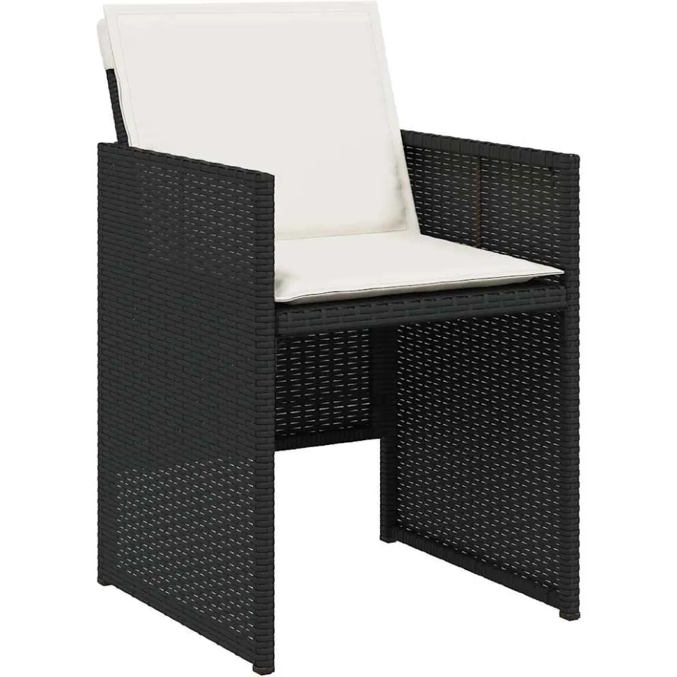 vidaXL 5-delige Tuinset met kussens poly rattan zwart