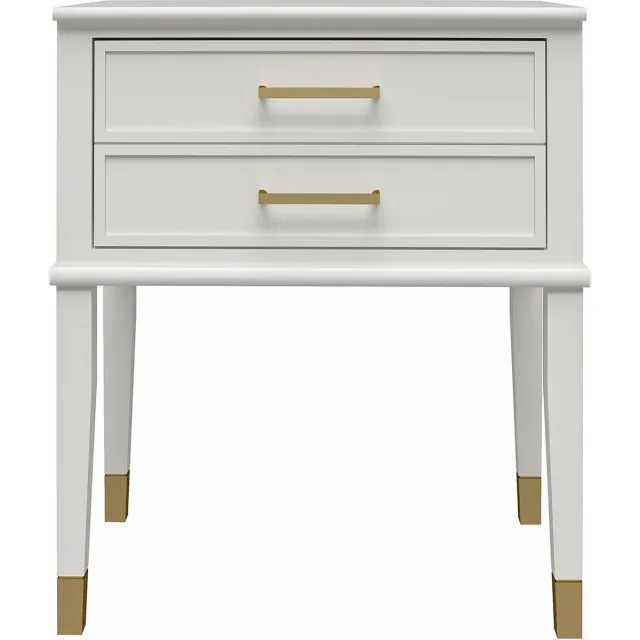 I.T.T. Westerleigh-Endtable met 2 laden in MDF Wit Goud