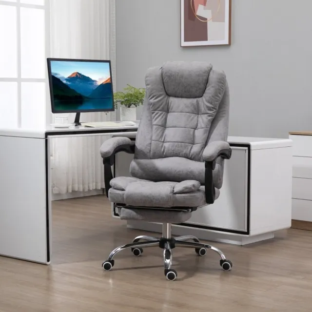 DESMIU Bureaustoel 65 x 70 x 111-119 cm - Met Massage- En Warmtefunctie En Voetsteun - Voor Kantoor En Thuiswerkplek - Microvezel Grijs