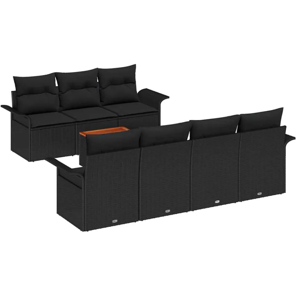 vidaXL Tuinbankenset 8 st Zwart poly rattan