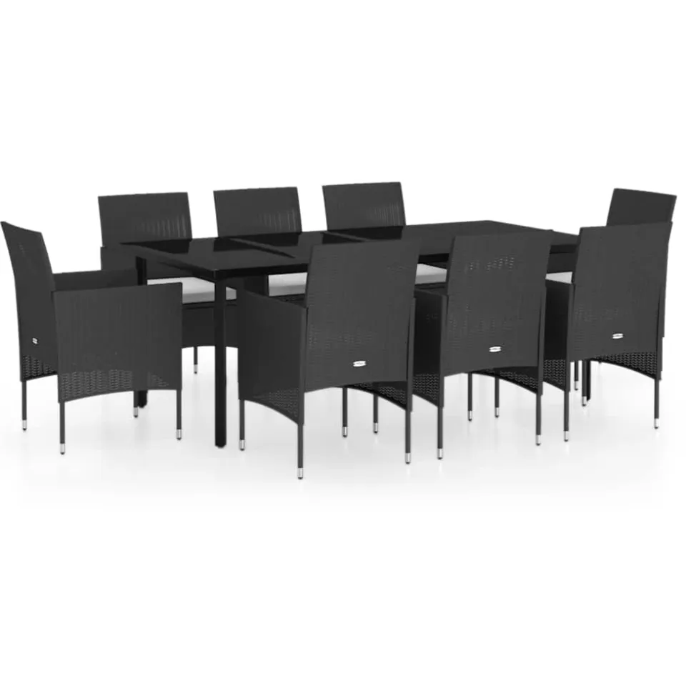 vidaXL 9-delige Tuinset met kussens zwart, foto 4