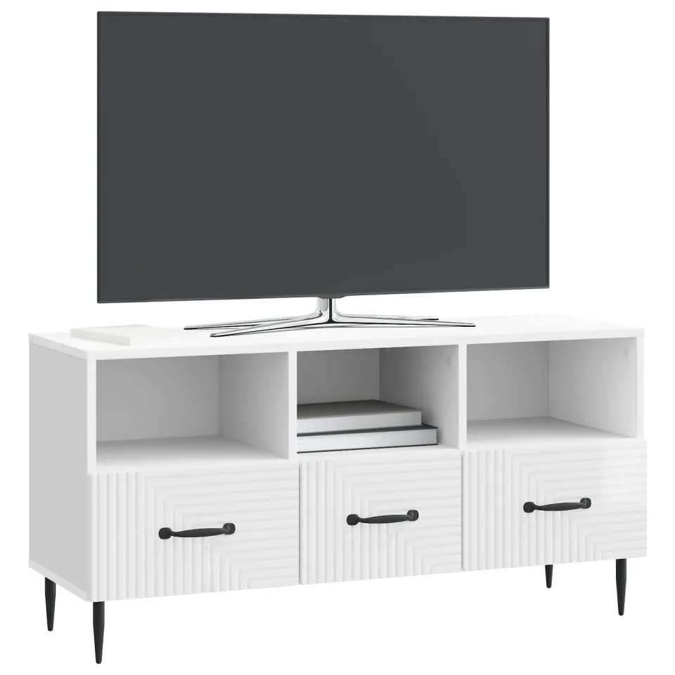 vidaXL TV-kast met lade Hoogglans Wit 102 x 34,5 x 50 cm Bewerkt hout, foto 3