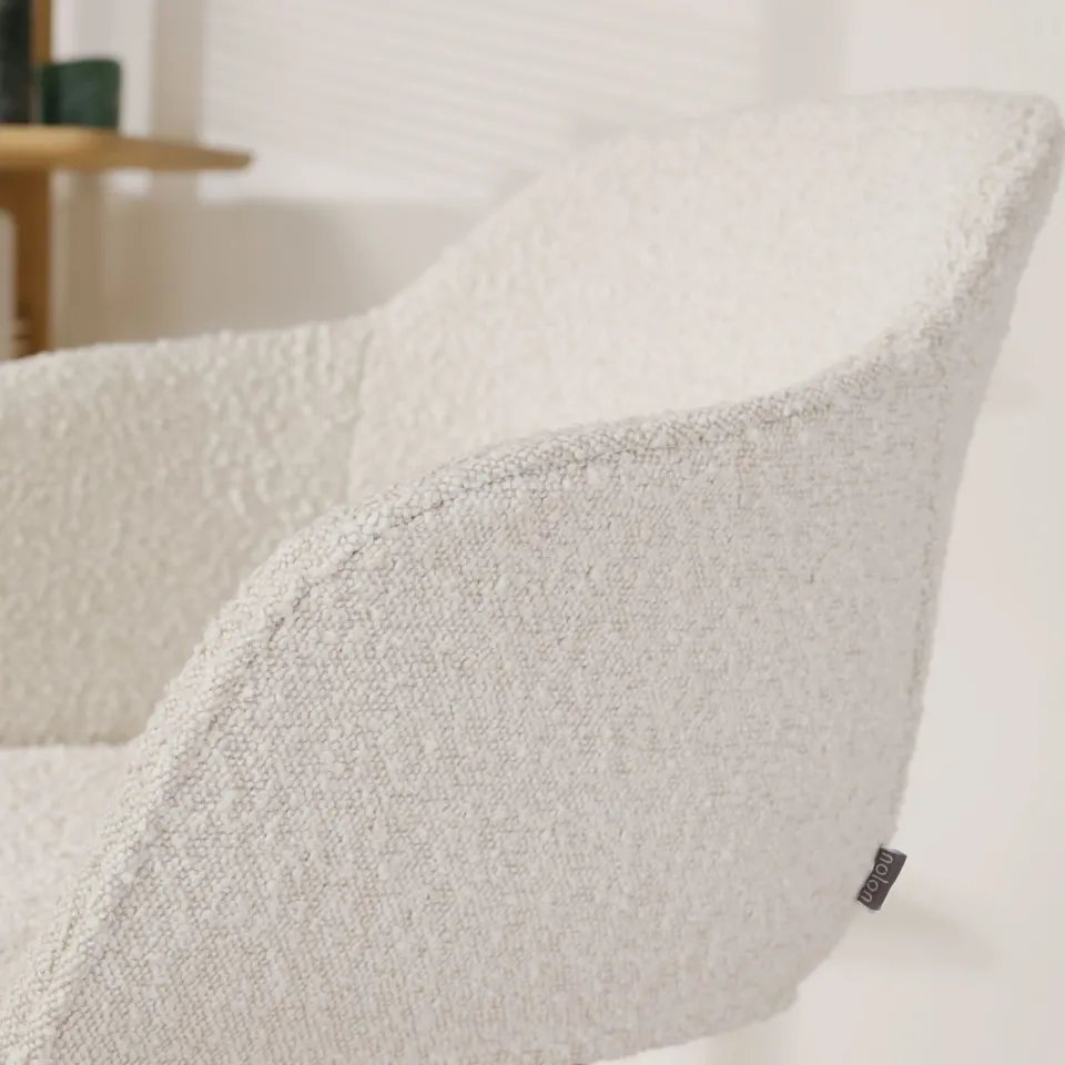 Nolon Niva-Mare draaibare tulp eetkamerstoel bouclé beige - beige onderstel, foto 4