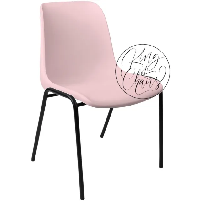 Everardo Kantinestoel Helene Roze - zwart onderstel kantinestoel stapelstoel kuipstoel vergaderstoel tuinstoel kantine stoel stapel stoel tuin stoel kantinestoelen stapelstoelen kuipstoelen arenastoel schoolstoel bezoekersstoel Everardo Roze zitting met zwart onderstel