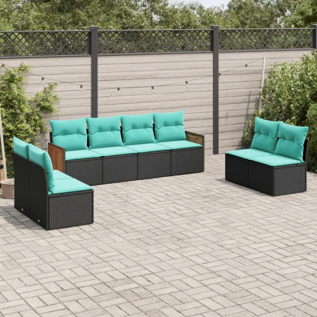vidaXL 8-delige tuinbankset met kussens, zwart polyrotan, foto 2