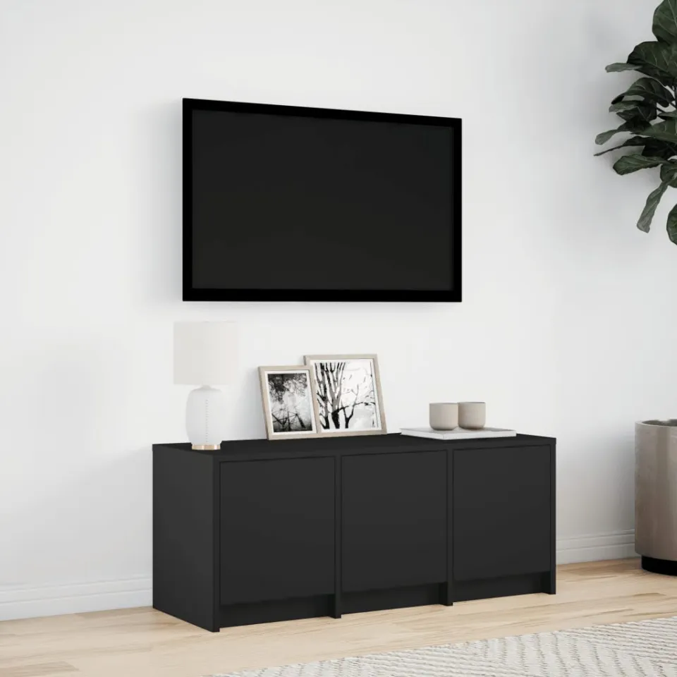 vidaXL Tv-meubel met LED 97x34x40 cm bewerkt hout zwart, foto 2