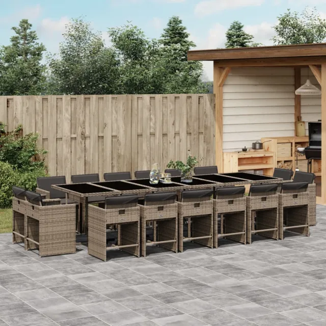 vidaXL 17-delige tuinset met kussens, grijs polyrotan, foto 2