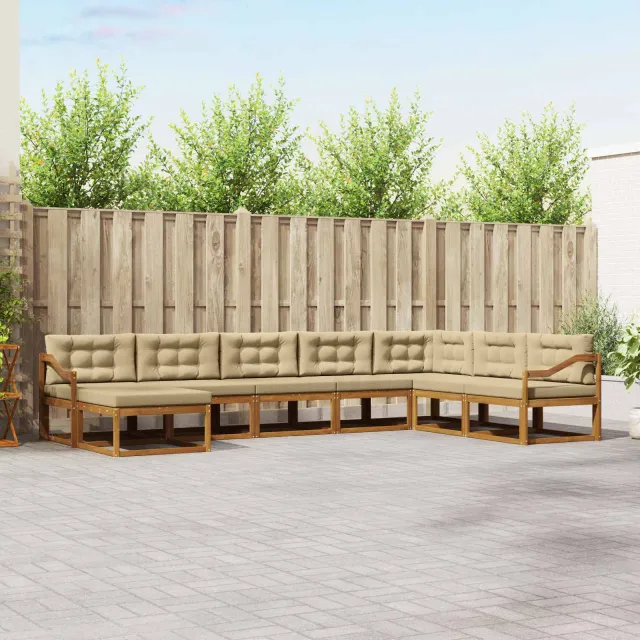 vidaXL Buiten bankenset 8 st 8-zits Natuurlijk en Beige