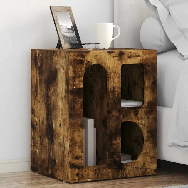 vidaXL Nachtkastje ELST Gerookt eiken 40 x 35 x 50 cm Bewerkt hout, foto 2