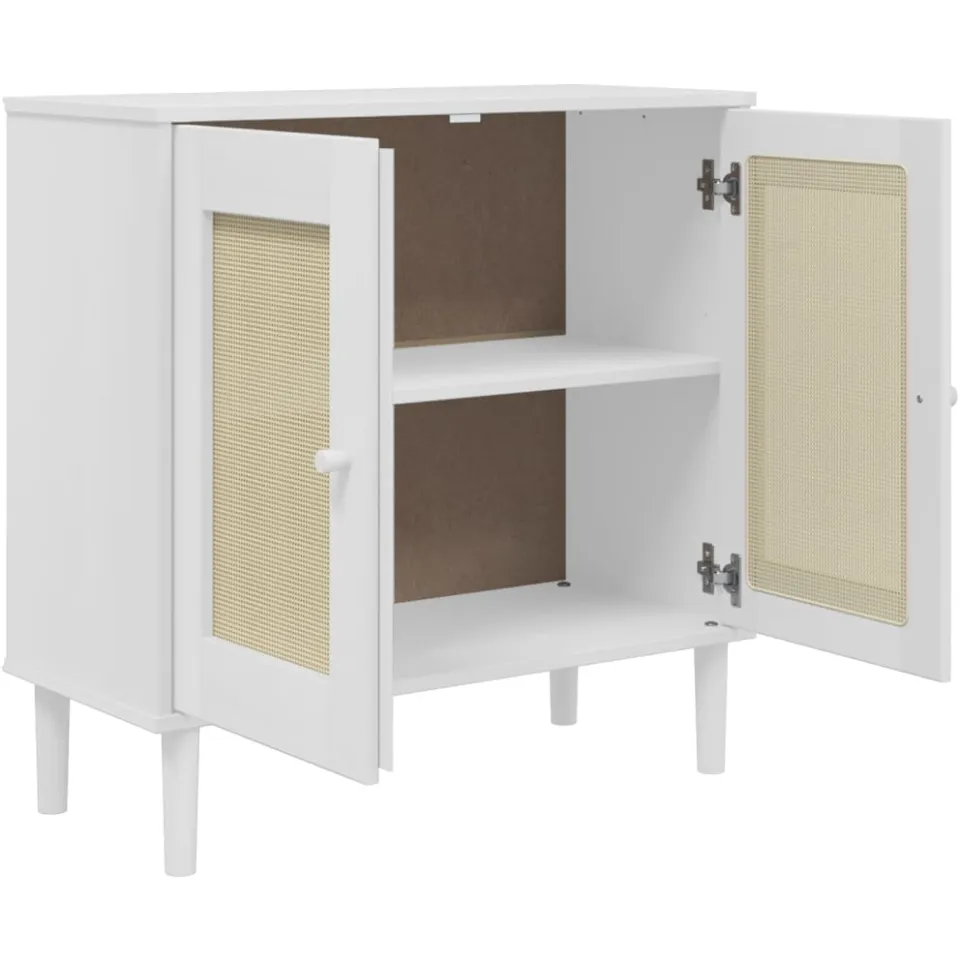 vidaXL Dressoir SENJA 80x35x80 cm rattan look massief grenenhout wit, foto 4